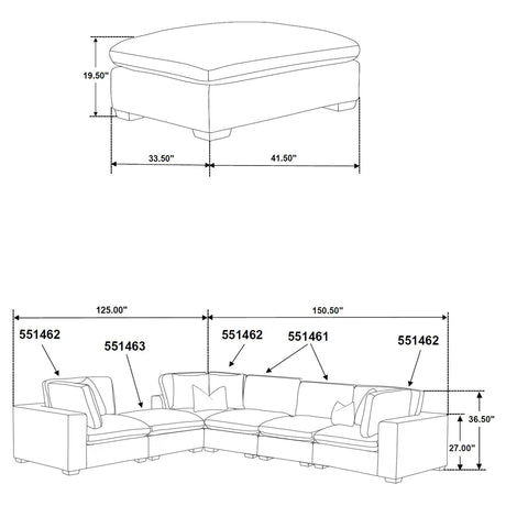 Lakeview Ivory 6-Piece Upholstered Modular Sectional Sofa by Coaster at Eve Furniture