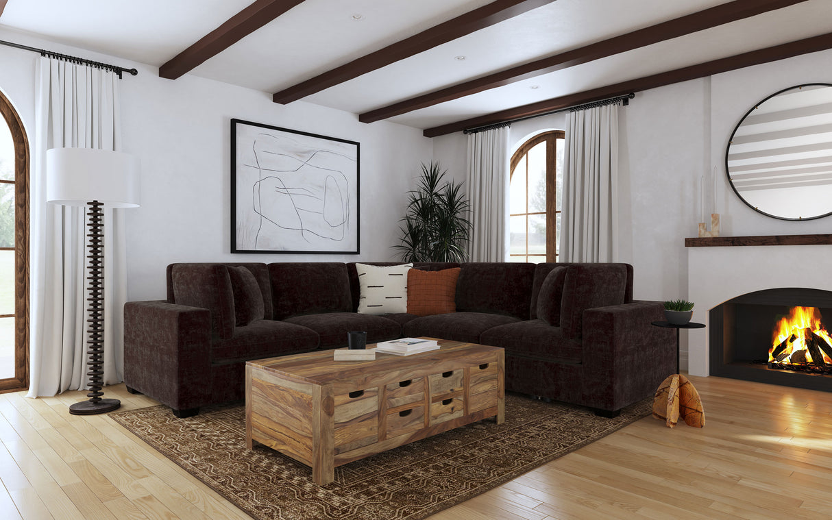 Lakeview Chocolate 6-Piece Upholstered Modular Sectional
