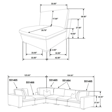 Lakeview Chocolate 6-Piece Upholstered Modular Sectional by Coaster at Eve Furniture