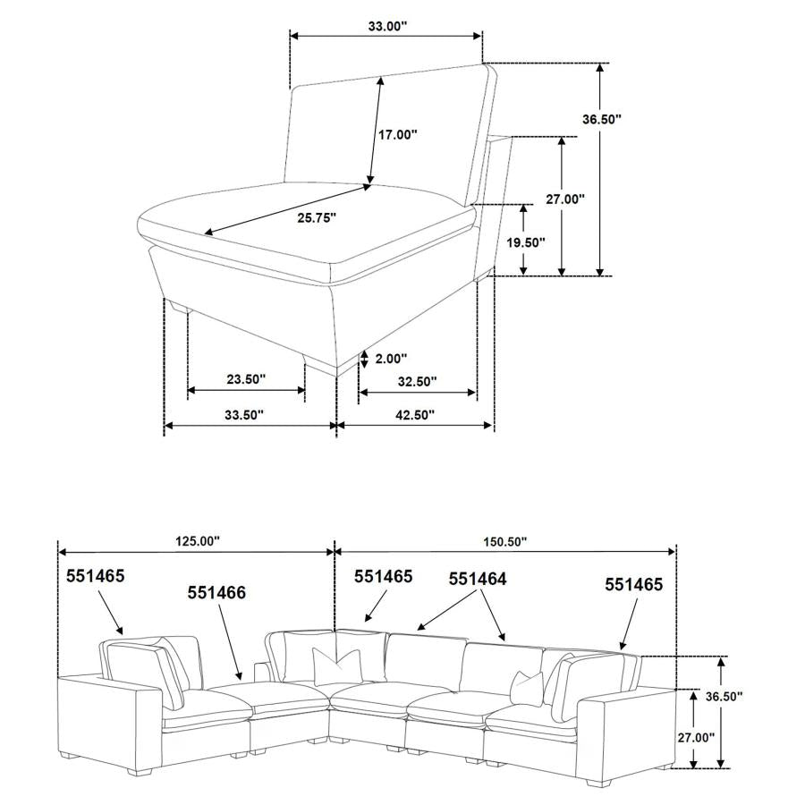 Lakeview Chocolate 6-Piece Upholstered Modular Sectional