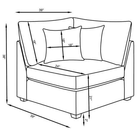 Cambria Grey 4-Piece Upholstered Modular Sectional Sofa by Coaster at Eve Furniture