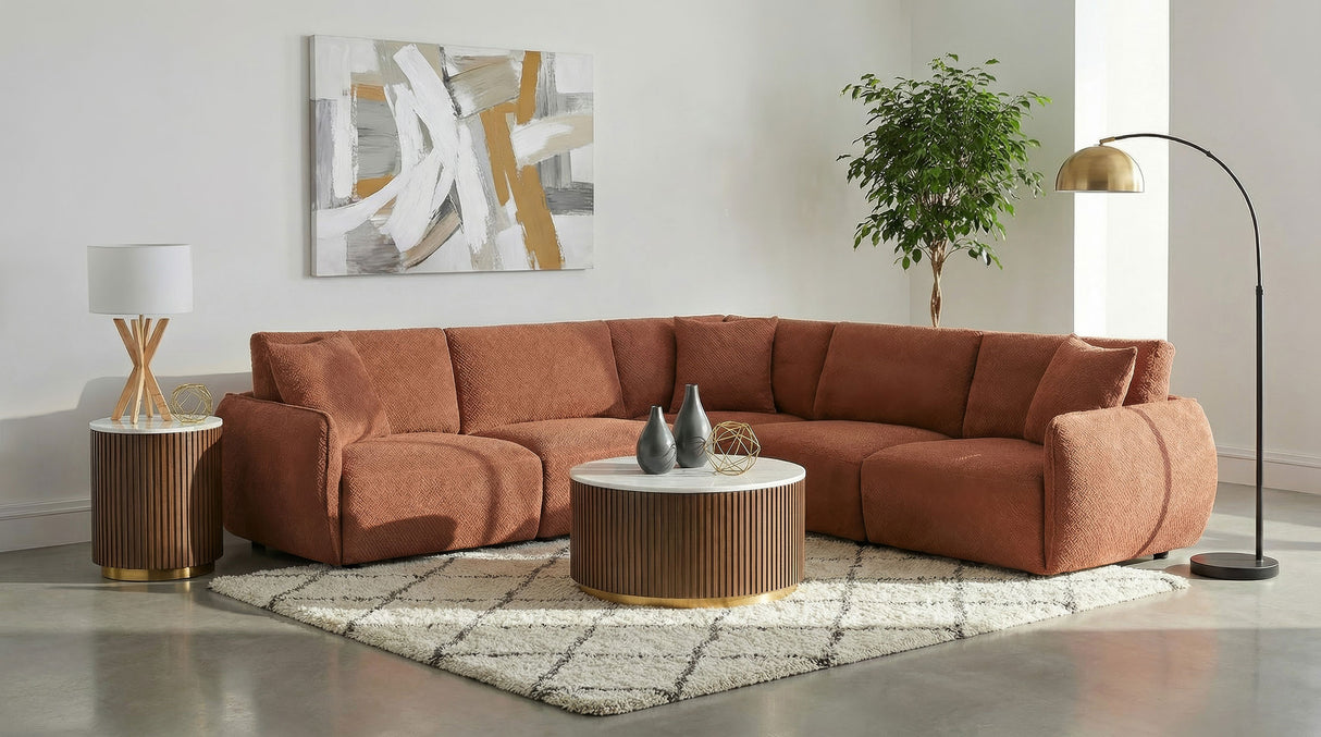 Elysia Coral Fabric Upholstered Modular Corner Chair