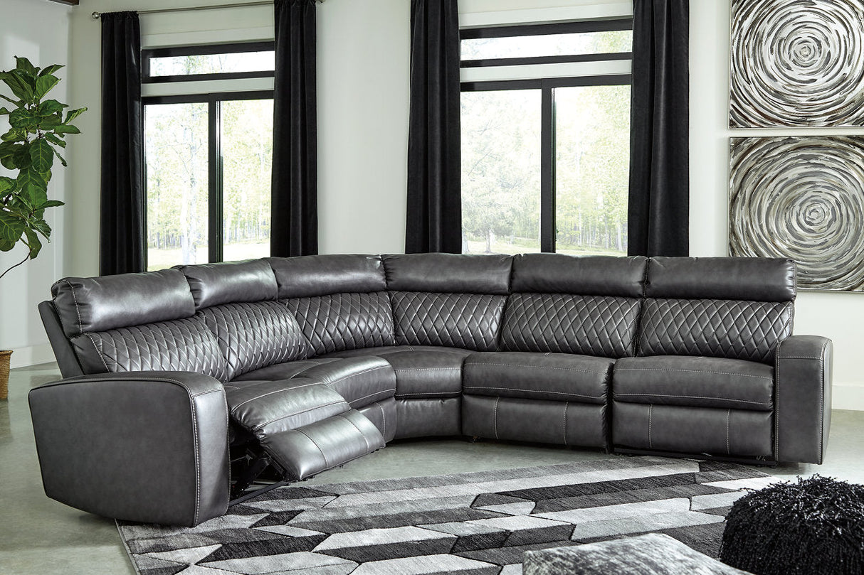 Samperstone Gray 5-Piece Power Reclining Sectional