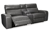 Samperstone Gray 3-Piece Power Reclining Sectional Loveseat