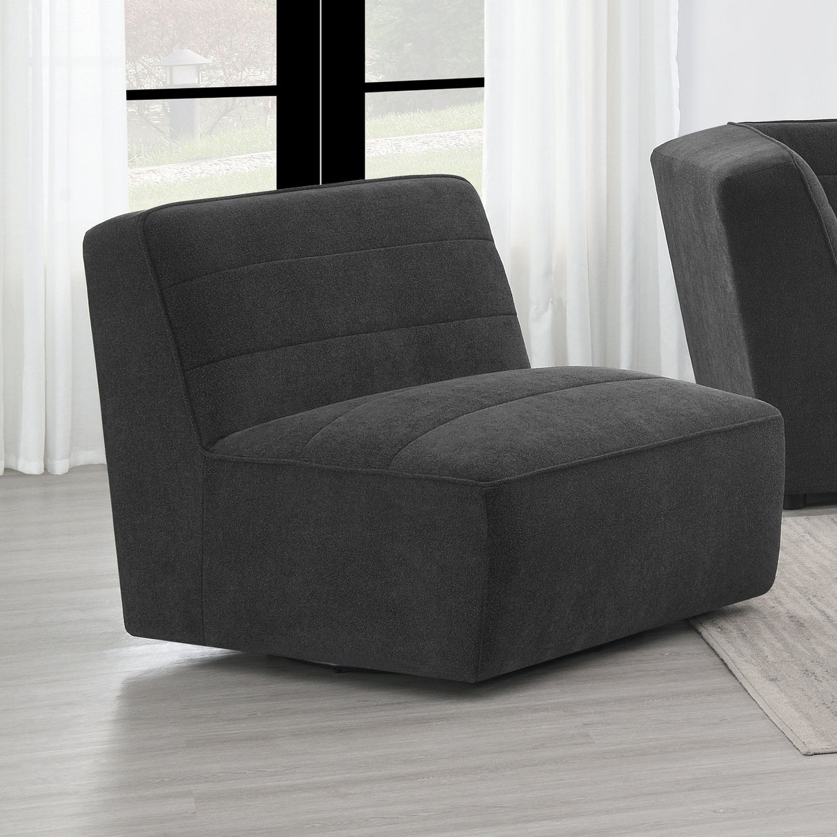 Sunny Dark Charcoal Upholstered Armless Chair