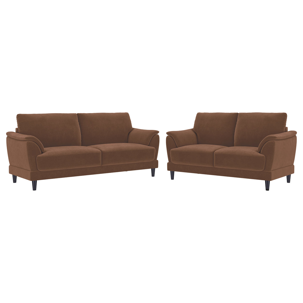 Selma Rust 2-Piece Velvet Upholstered Crescent Arm Living Room Set