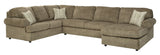 Hoylake Chocolate 3-Piece RAF Chaise Sectional