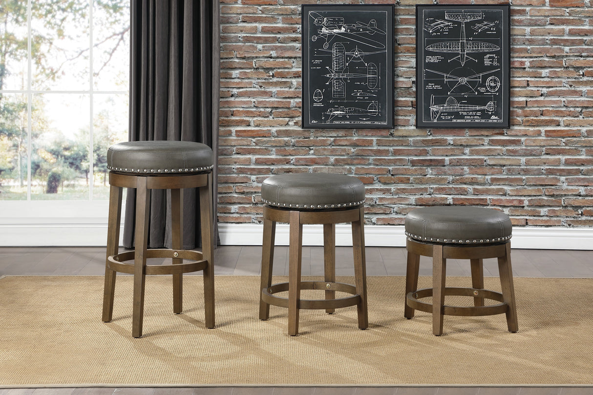 Westby Gray/Brown Round Swivel Stool, Gray, Set of 2