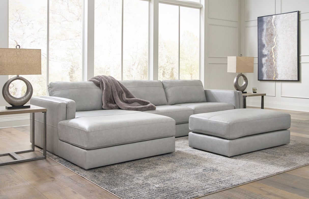 Amiata Glacier Leather 2-Piece LAF Chaise Sectional