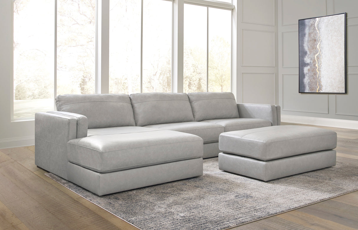 Amiata Glacier Leather 2-Piece LAF Chaise Sectional