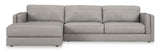 Amiata Glacier Leather 2-Piece LAF Chaise Sectional