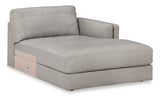 Amiata Glacier Leather 2-Piece RAF Chaise Sectional