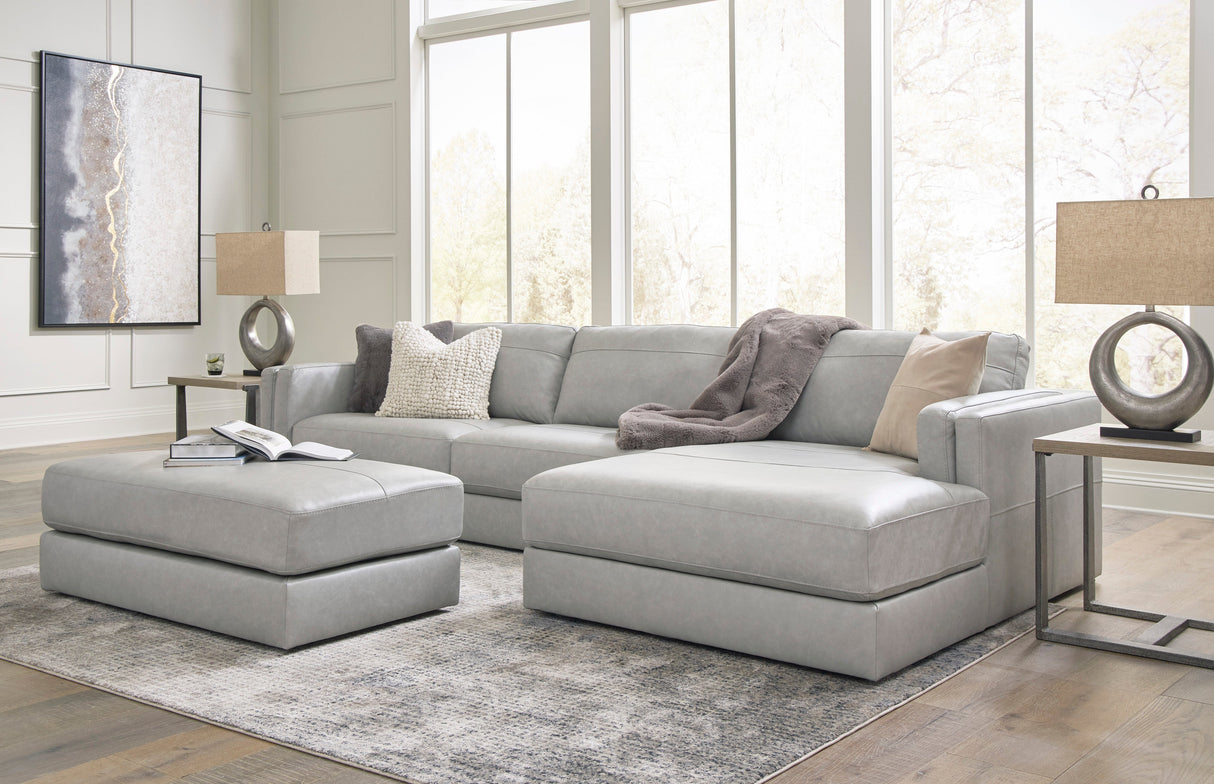 Amiata Glacier Leather 2-Piece RAF Chaise Sectional