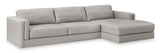 Amiata Glacier Leather 2-Piece RAF Chaise Sectional