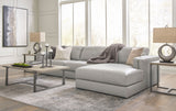 Amiata Glacier Leather 2-Piece RAF Chaise Sectional