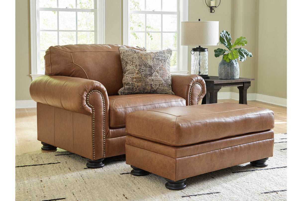 Carianna Caramel Oversized Chair and Ottoman