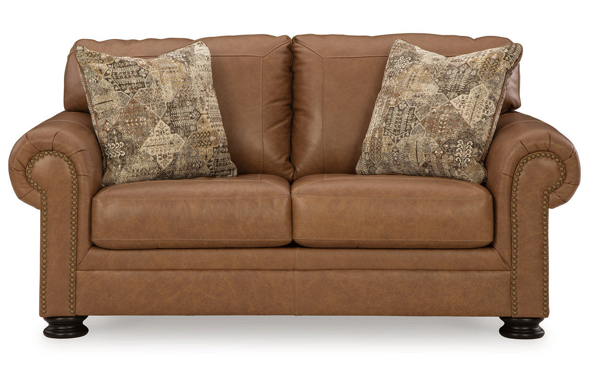 Carianna Caramel Sofa, Loveseat, Oversized Chair and Ottoman