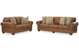 Carianna Caramel Sofa and Loveseat