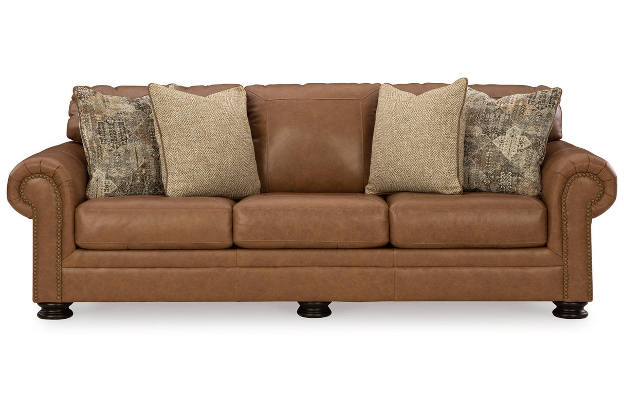 Carianna Caramel Sofa, Loveseat, Oversized Chair and Ottoman