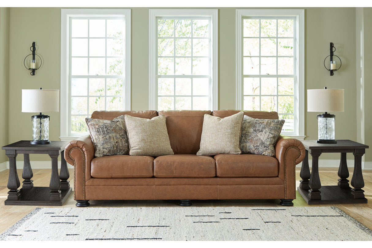 Carianna Caramel Sofa, Loveseat, Oversized Chair and Ottoman