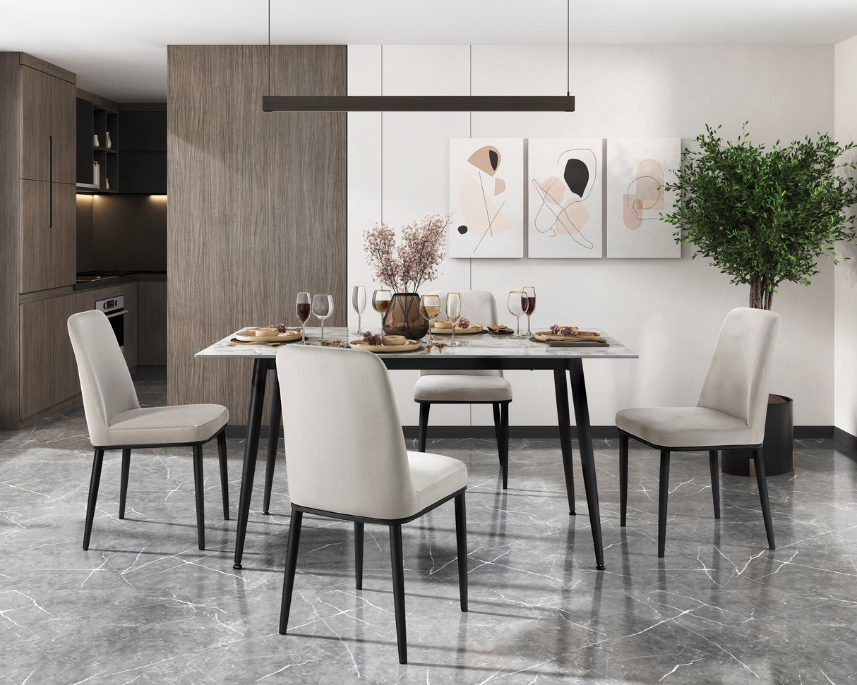 Salerno Beige Velvet Dining Chair, Set of 2