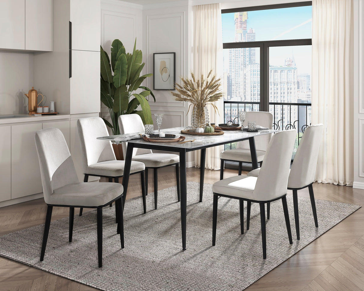 Salerno Beige Velvet Dining Chair, Set of 2