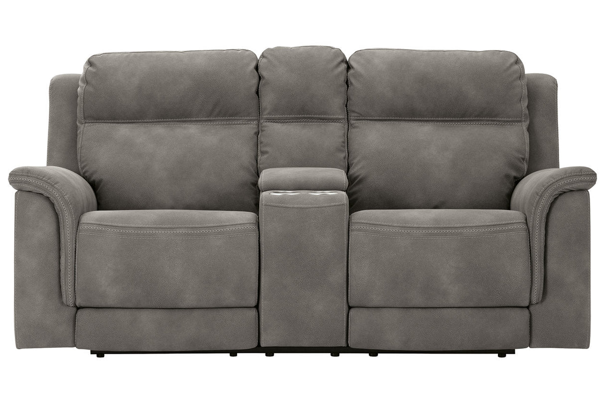 Next-Gen DuraPella Slate Power Reclining Loveseat with Console