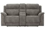 Next-Gen DuraPella Slate Power Reclining Loveseat with Console