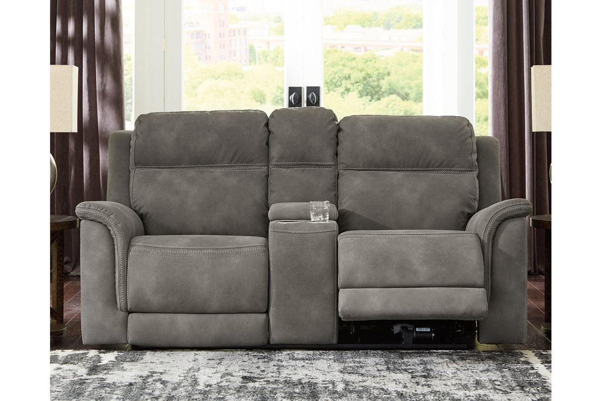 Next-Gen DuraPella Slate Power Reclining Loveseat with Console