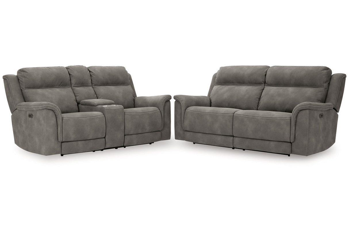 Next-Gen DuraPella Slate Power Reclining Sofa and Loveseat