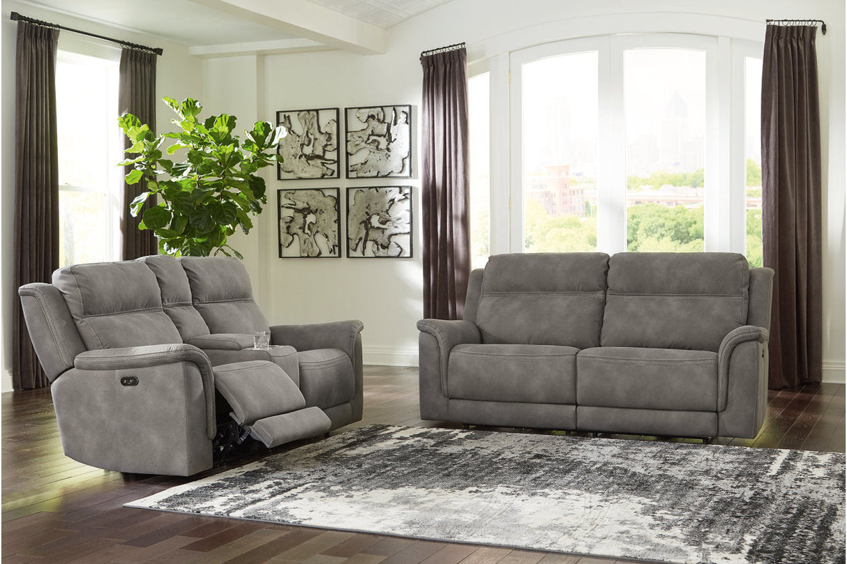 Next-Gen DuraPella Slate Power Reclining Sofa and Loveseat