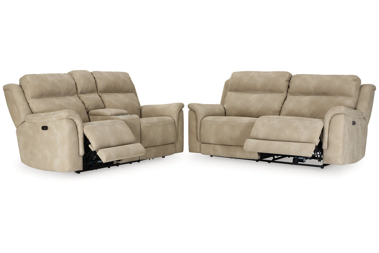 Next-Gen DuraPella Sand Power Reclining Sofa and Loveseat