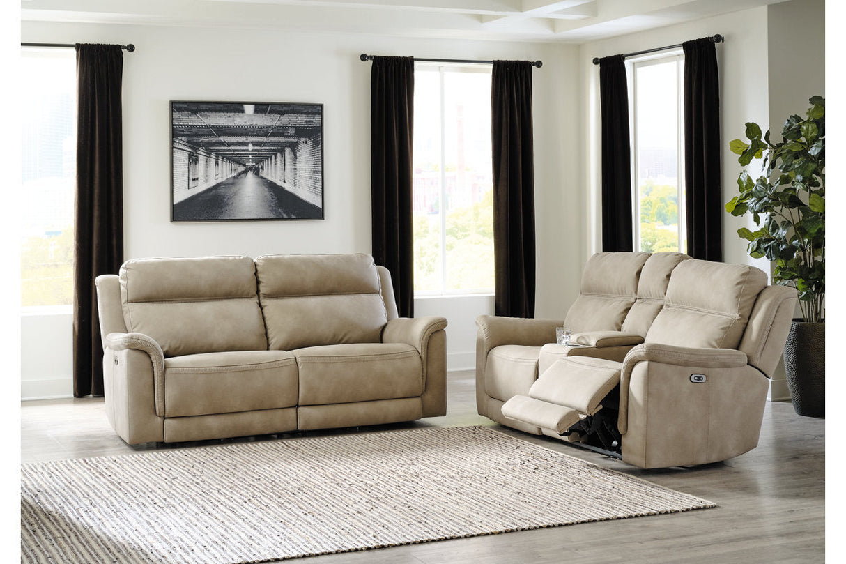 Next-Gen DuraPella Sand Power Reclining Sofa and Loveseat