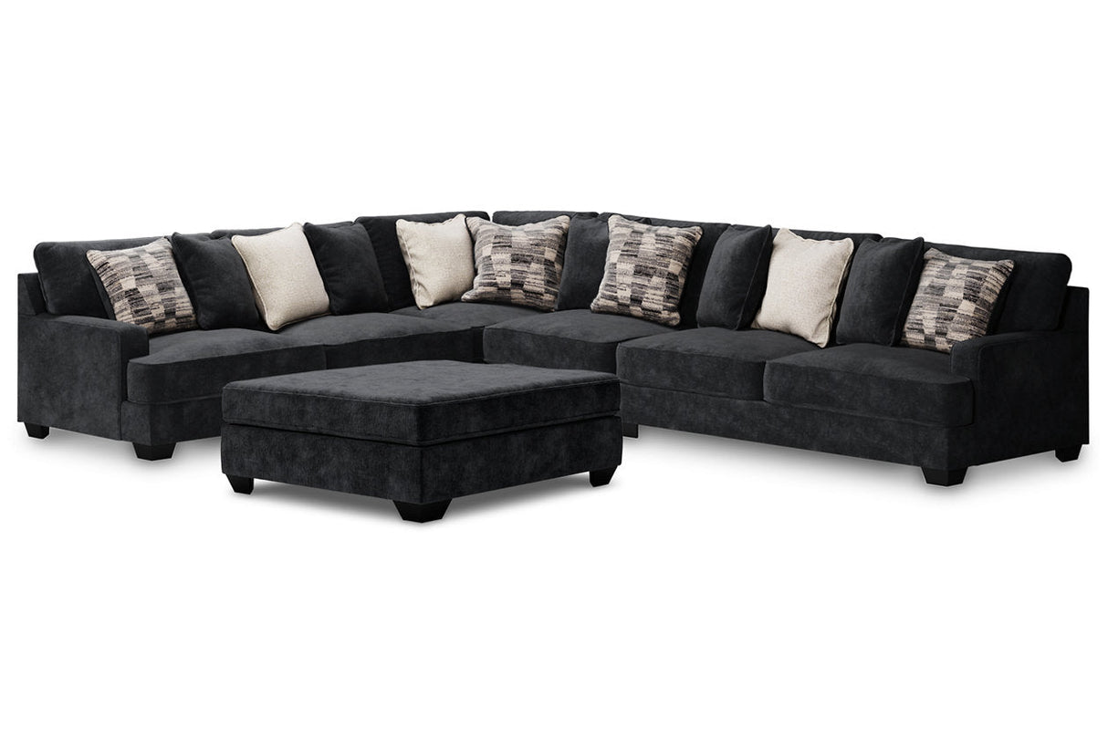 Lavernett Charcoal 4-Piece Sectional with Ottoman