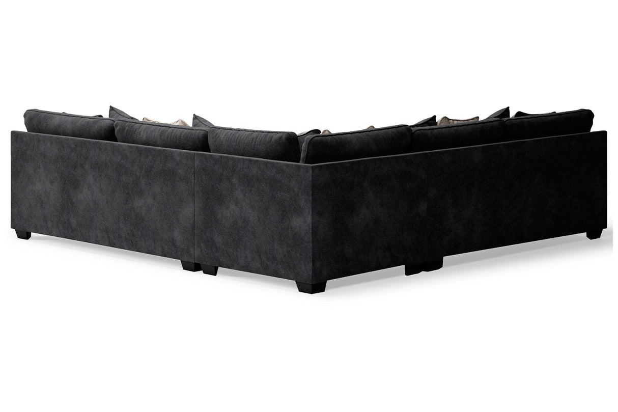 Lavernett Charcoal 3-Piece Sectional and Oversized Ottoman