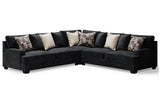 Lavernett Charcoal 3-Piece Sectional and Oversized Ottoman