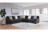 Lavernett Charcoal 3-Piece Sectional and Oversized Ottoman