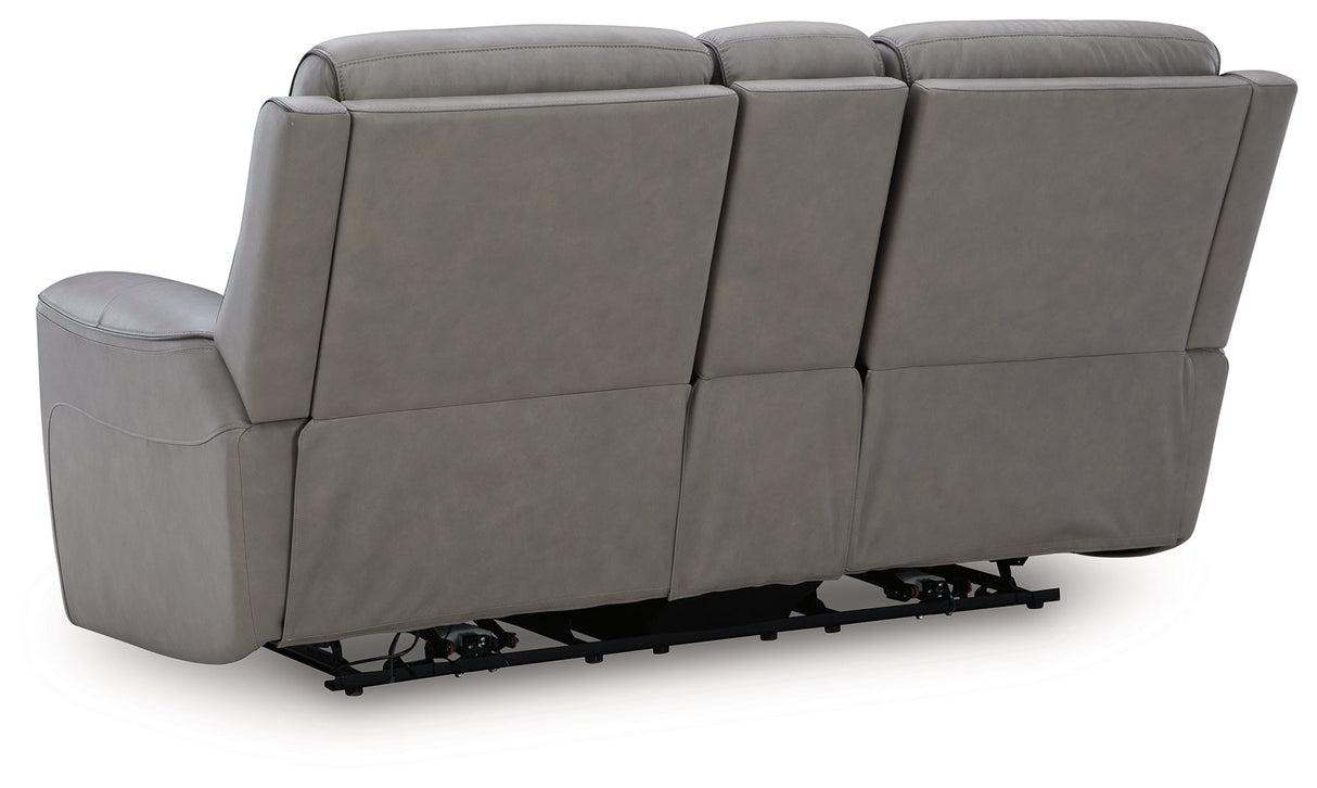 5Z-Comfort Coin Dual Power Leather Reclining Loveseat with Console by Ashley at Eve Furniture