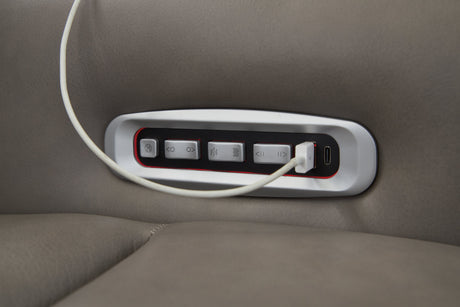 5Z-Comfort Coin Dual Power Leather Reclining Loveseat with Console by Ashley at Eve Furniture