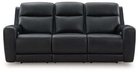5Z-Relaxation Onyx Dual Power Leather Reclining Sofa by Ashley at Eve Furniture