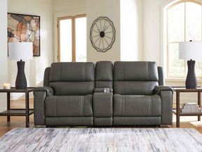 5Z - Pittson Anchor 3-Piece Power Reclining Sectional Loveseat with Console by Ashley at Eve Furniture