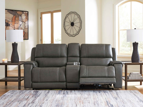 5Z - Pittson Anchor 3-Piece Power Reclining Sectional Loveseat with Console by Ashley at Eve Furniture