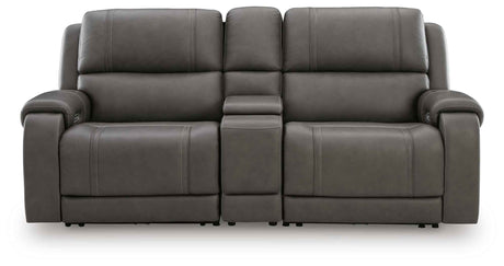 5Z - Pittson Anchor 3-Piece Power Reclining Sectional Loveseat with Console by Ashley at Eve Furniture