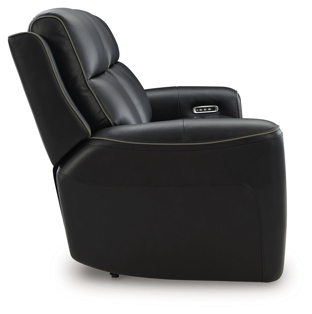 5Z-Relaxation Onyx Dual Power Leather Reclining Sofa by Ashley at Eve Furniture