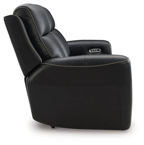 5Z-Relaxation Onyx Dual Power Leather Reclining Sofa by Ashley at Eve Furniture