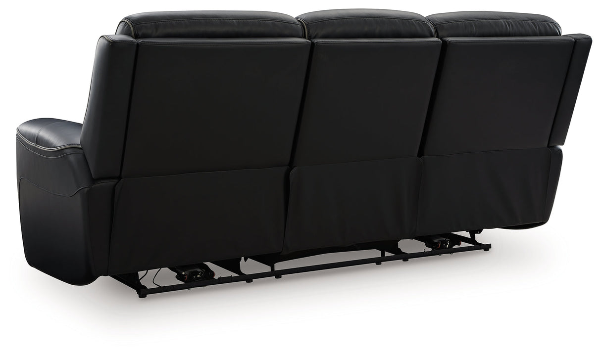 5Z-Relaxation Onyx Dual Power Leather Reclining Sofa by Ashley at Eve Furniture