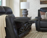 5Z-Relaxation Onyx Dual Power Leather Reclining Loveseat with Console by Ashley at Eve Furniture