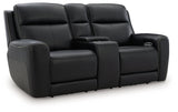 5Z-Relaxation Onyx Dual Power Leather Reclining Loveseat with Console by Ashley at Eve Furniture