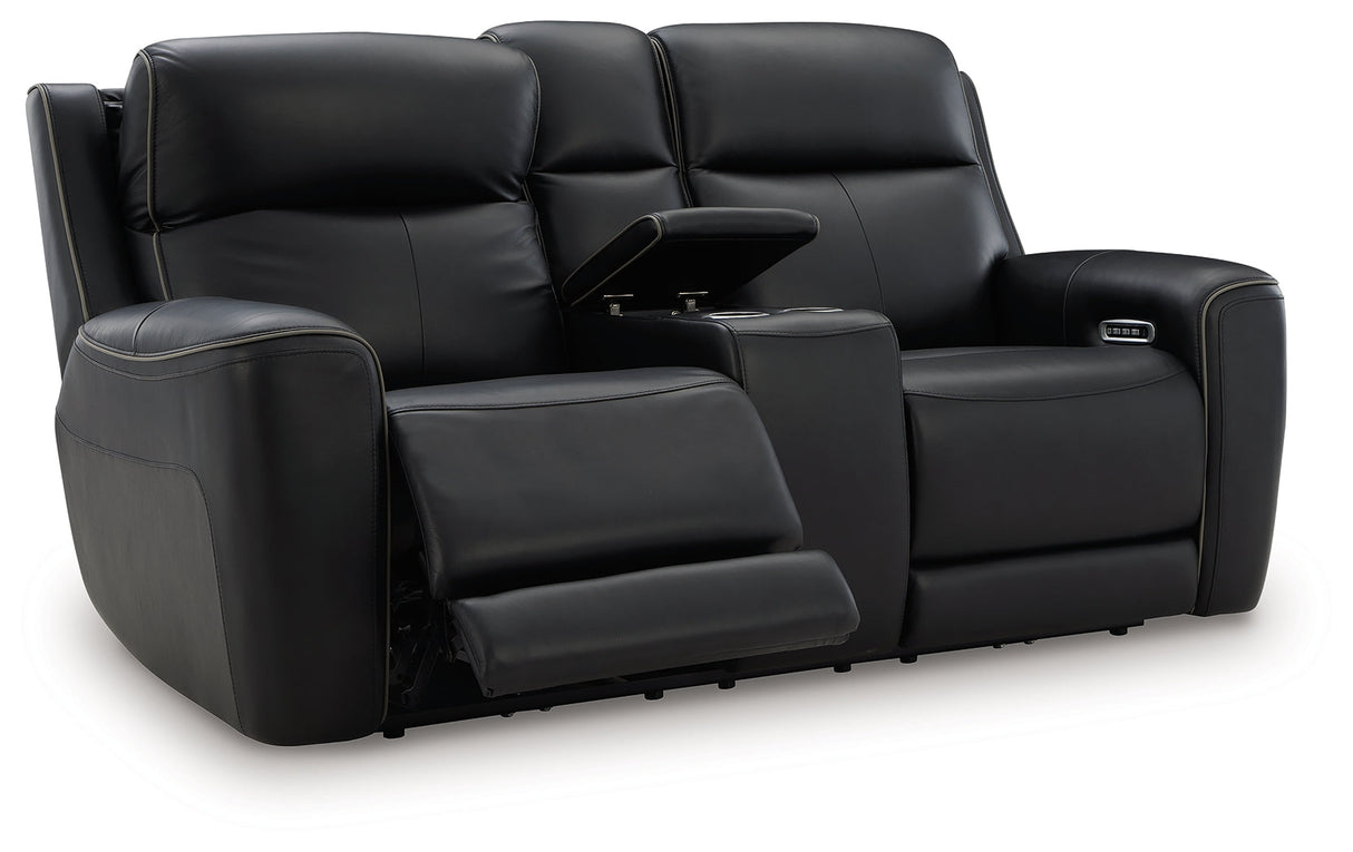 5Z-Relaxation Onyx Dual Power Leather Reclining Loveseat with Console by Ashley at Eve Furniture