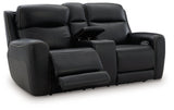 5Z-Relaxation Onyx Dual Power Leather Reclining Loveseat with Console by Ashley at Eve Furniture